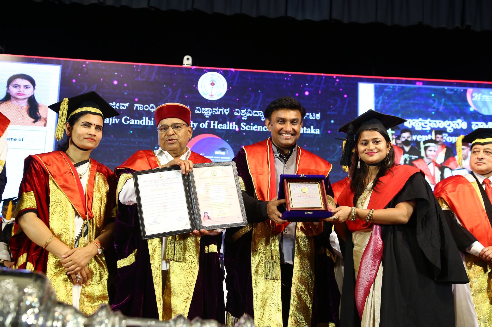  Mrs. Bulbule Shruti Parshuram was awarded a Gold Medal  for securing 1st Rank in M.Sc Nursing by Shri. Thaavar Chand Gehlot, Hon'ble Governer of Karnataka